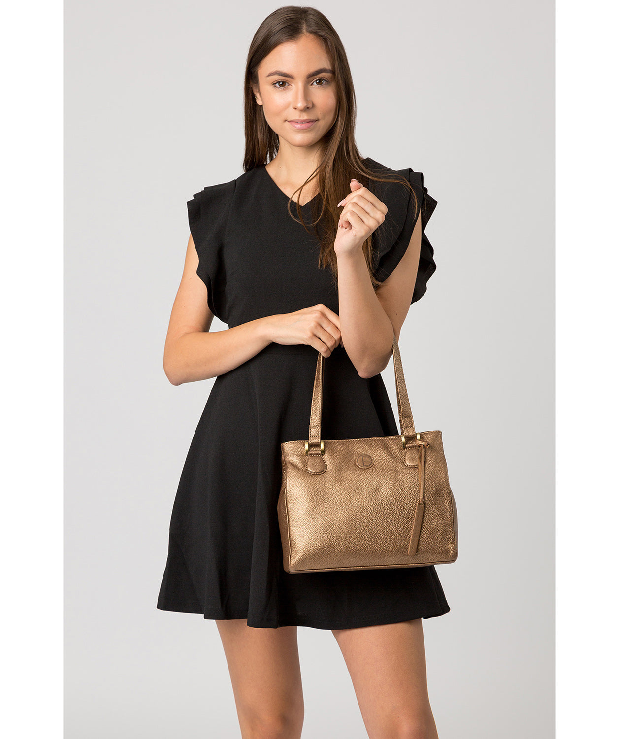 'Milana' Bronze Gold Leather Handbag image 2