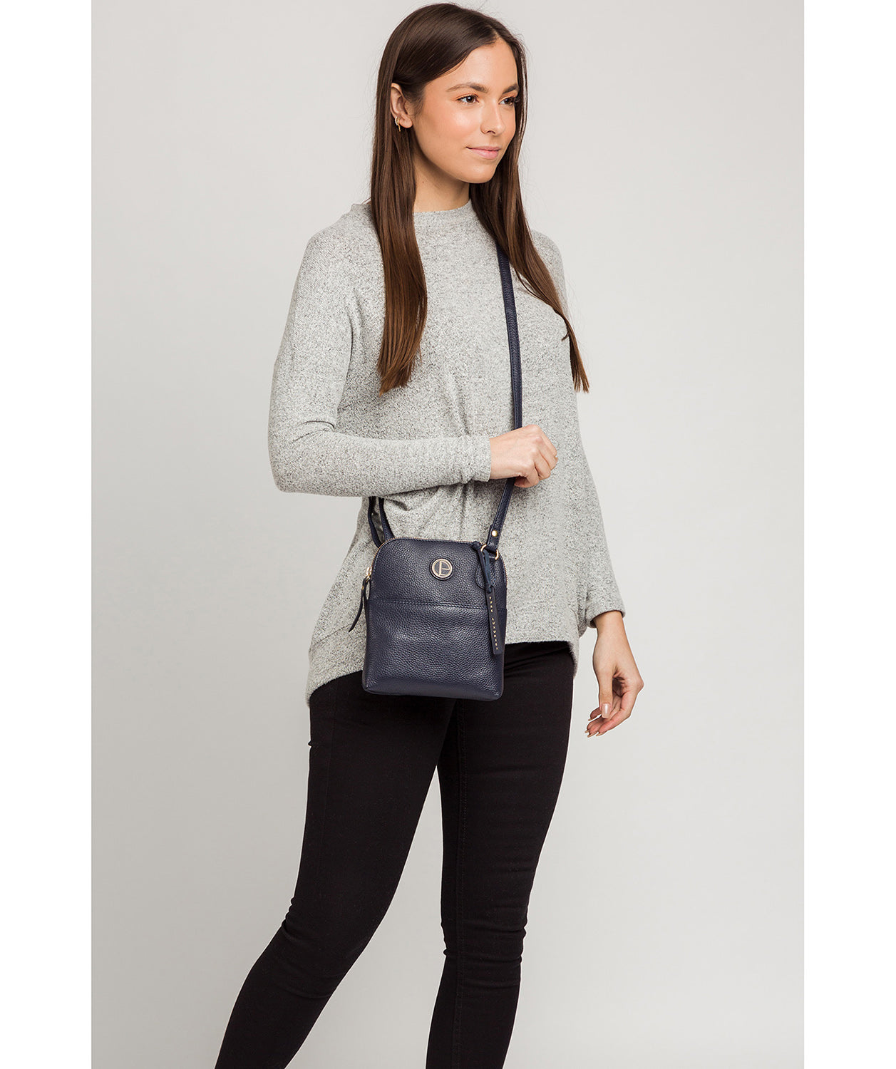 'Orsola' Navy Leather Cross Body Bag Pure Luxuries London
