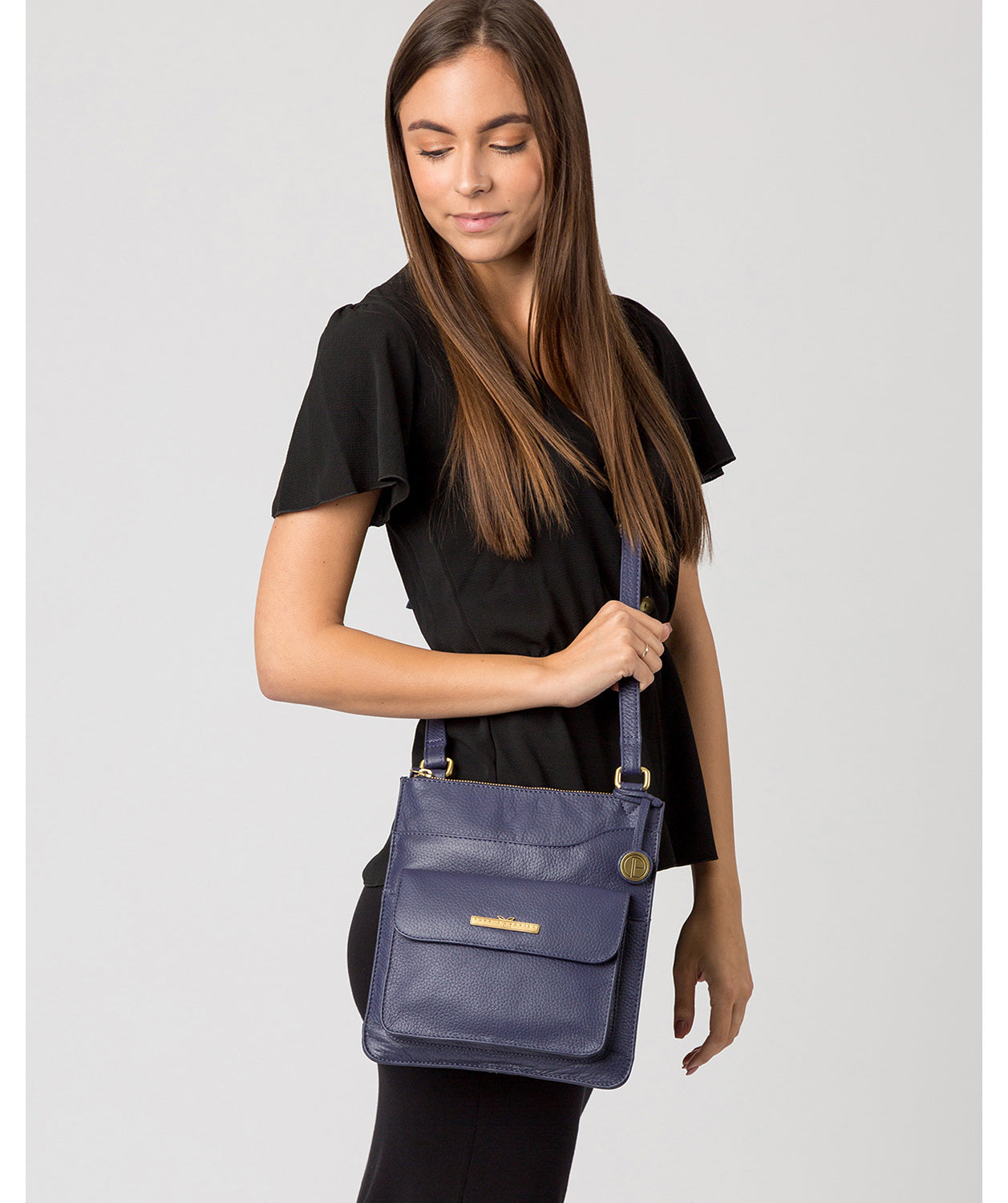 'Anne' Denim Leather Cross Body Bag Pure Luxuries London