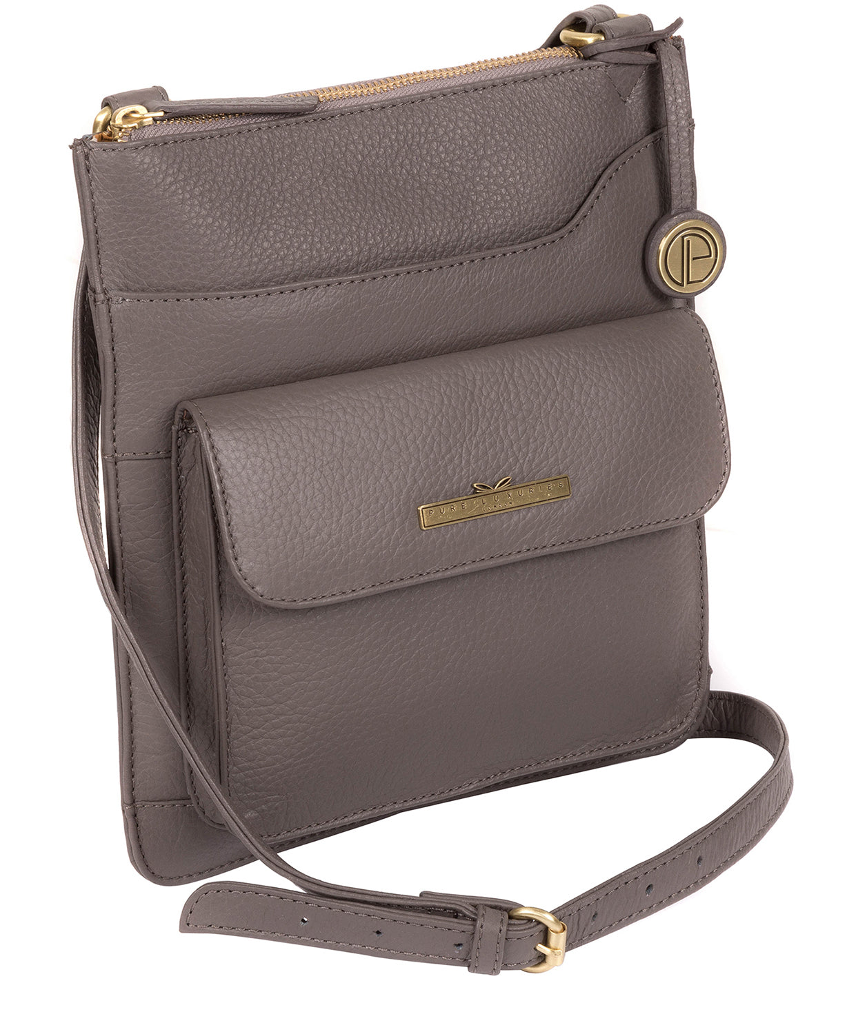 'Anne' Grey Leather Cross Body Bag image 3