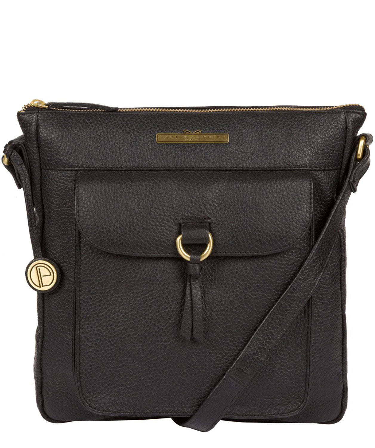 'Caroline' Black Leather Cross Body Bag