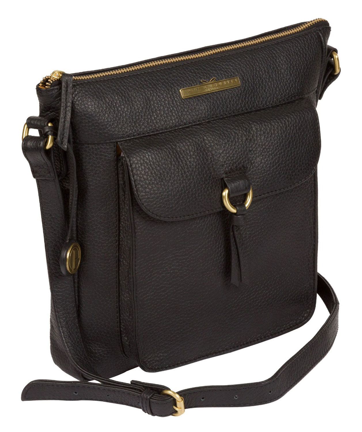 'Caroline' Black Leather Cross Body Bag