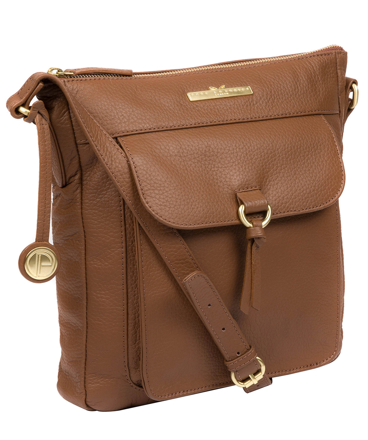 'Caroline' Dark Tan Leather Cross Body Bag image 5