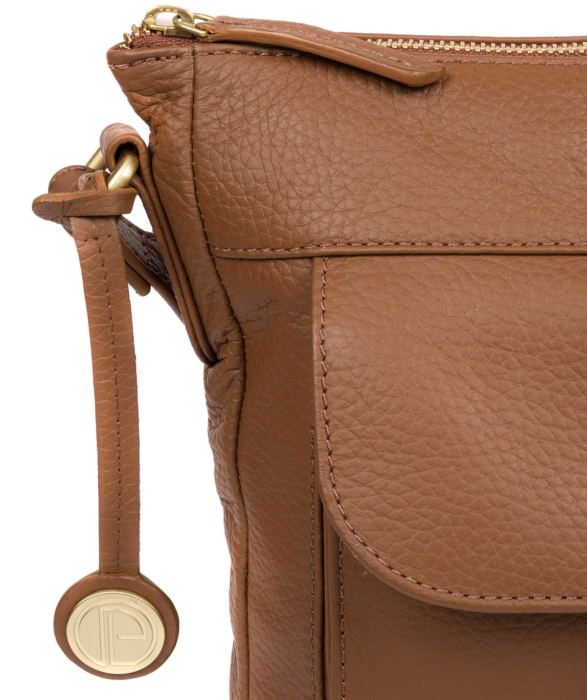 'Caroline' Dark Tan Leather Cross Body Bag image 6