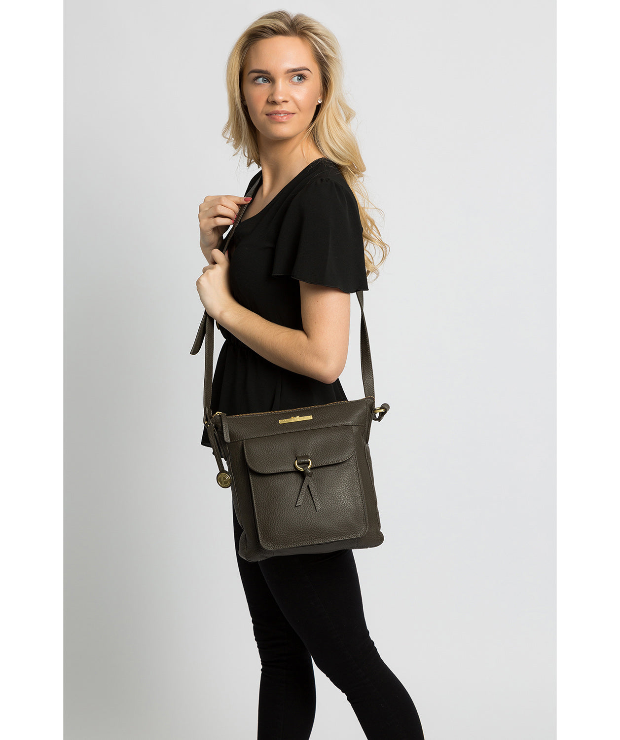 'Caroline' Olive Leather Cross Body Bag image 2
