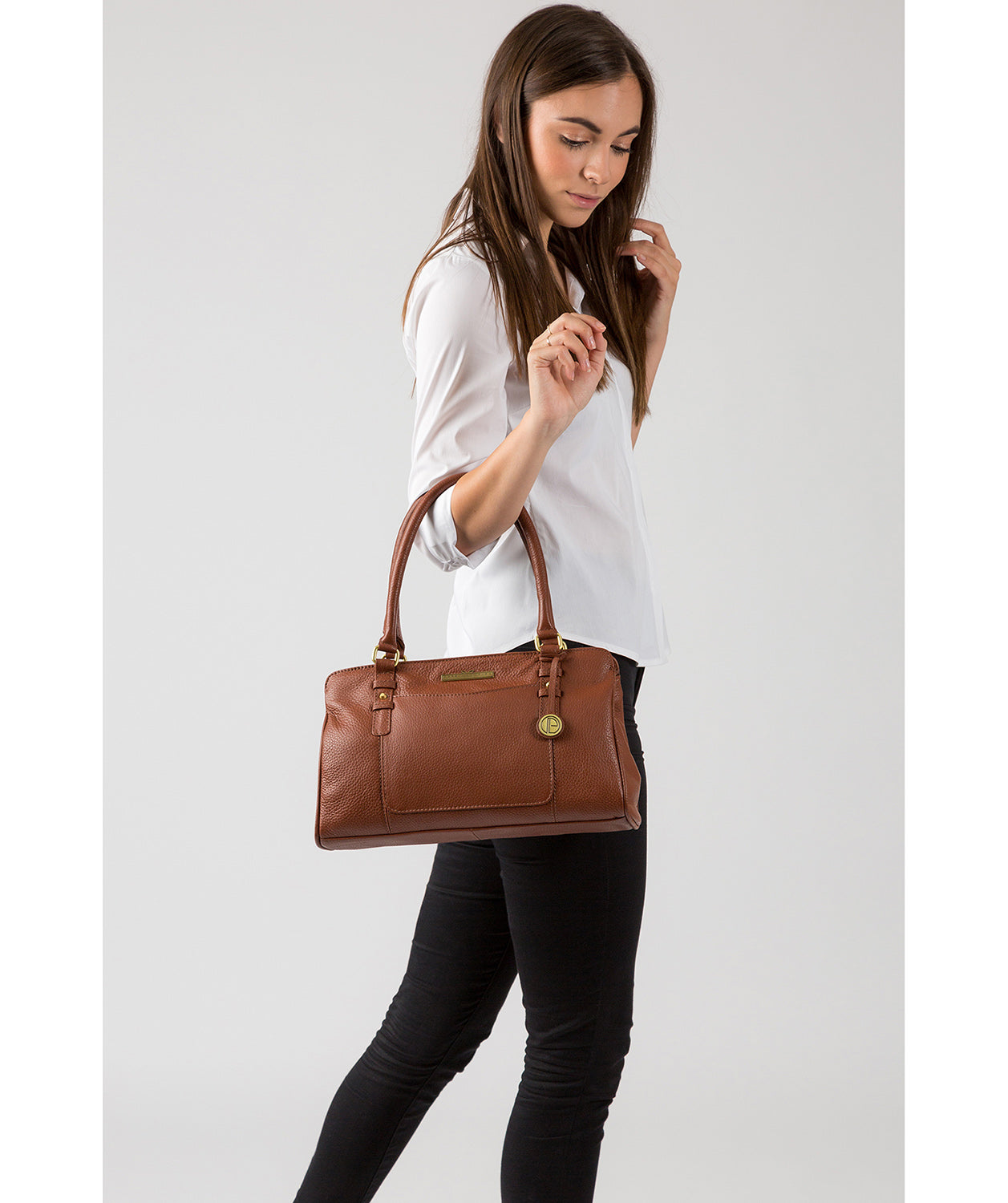 'Lettie' Dark Tan Quality Leather Handbag
image 7