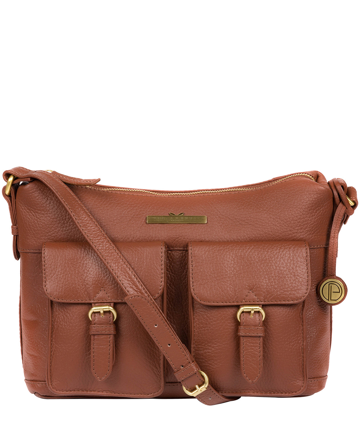'Natasha' Dark Tan Leather Shoulder Bag image 1