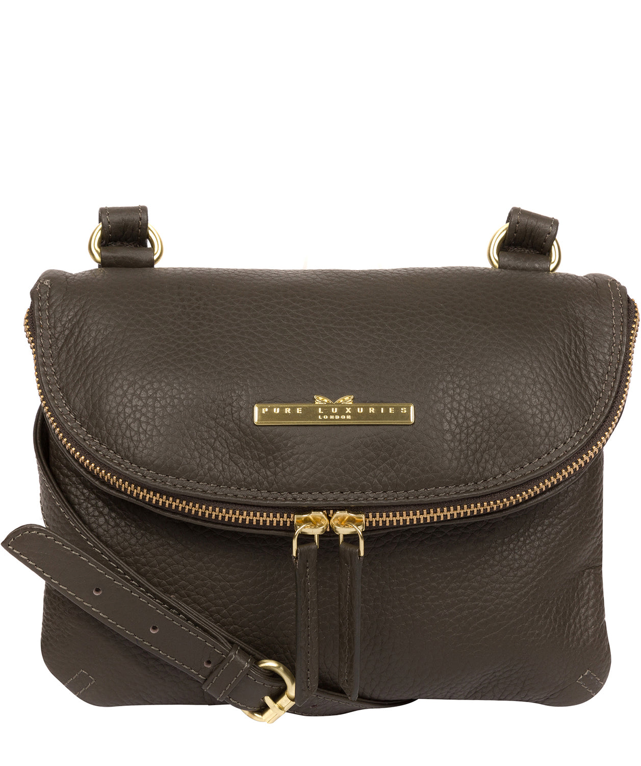 'Sheryl' Olive Leather Cross Body Bag Pure Luxuries London