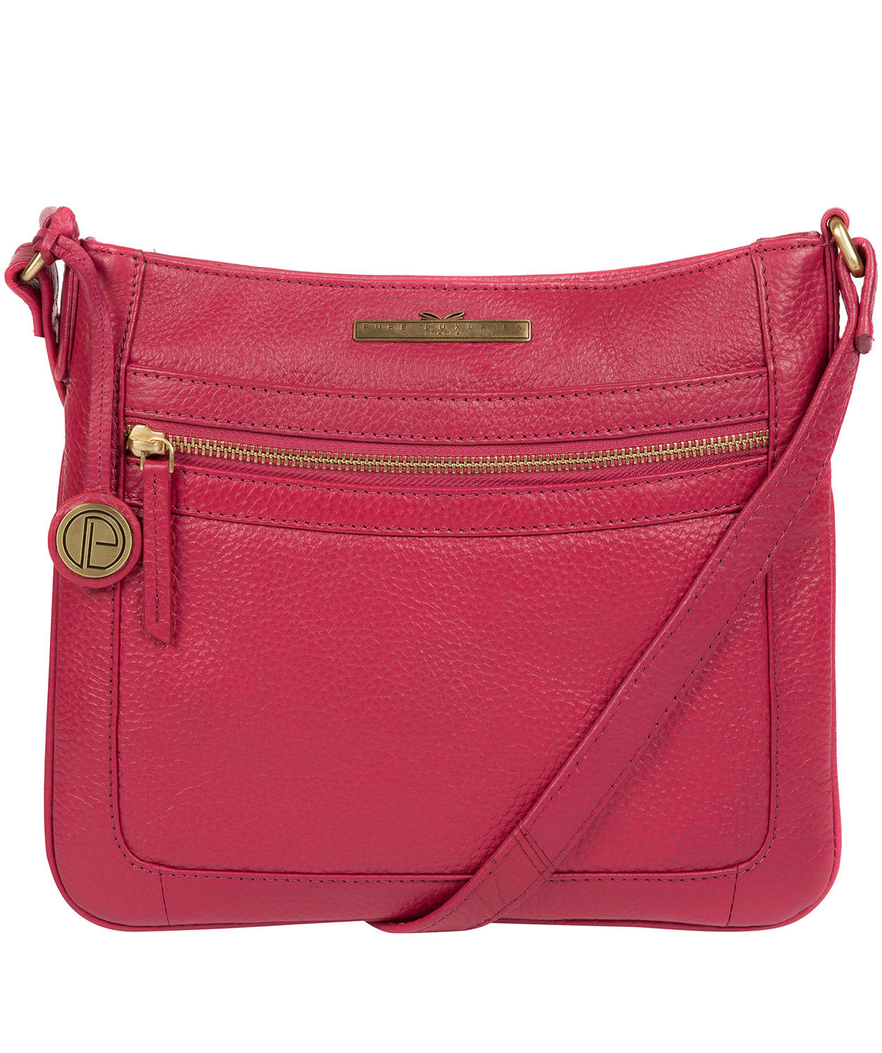 'Lily' Berry Leather Cross Body Bag