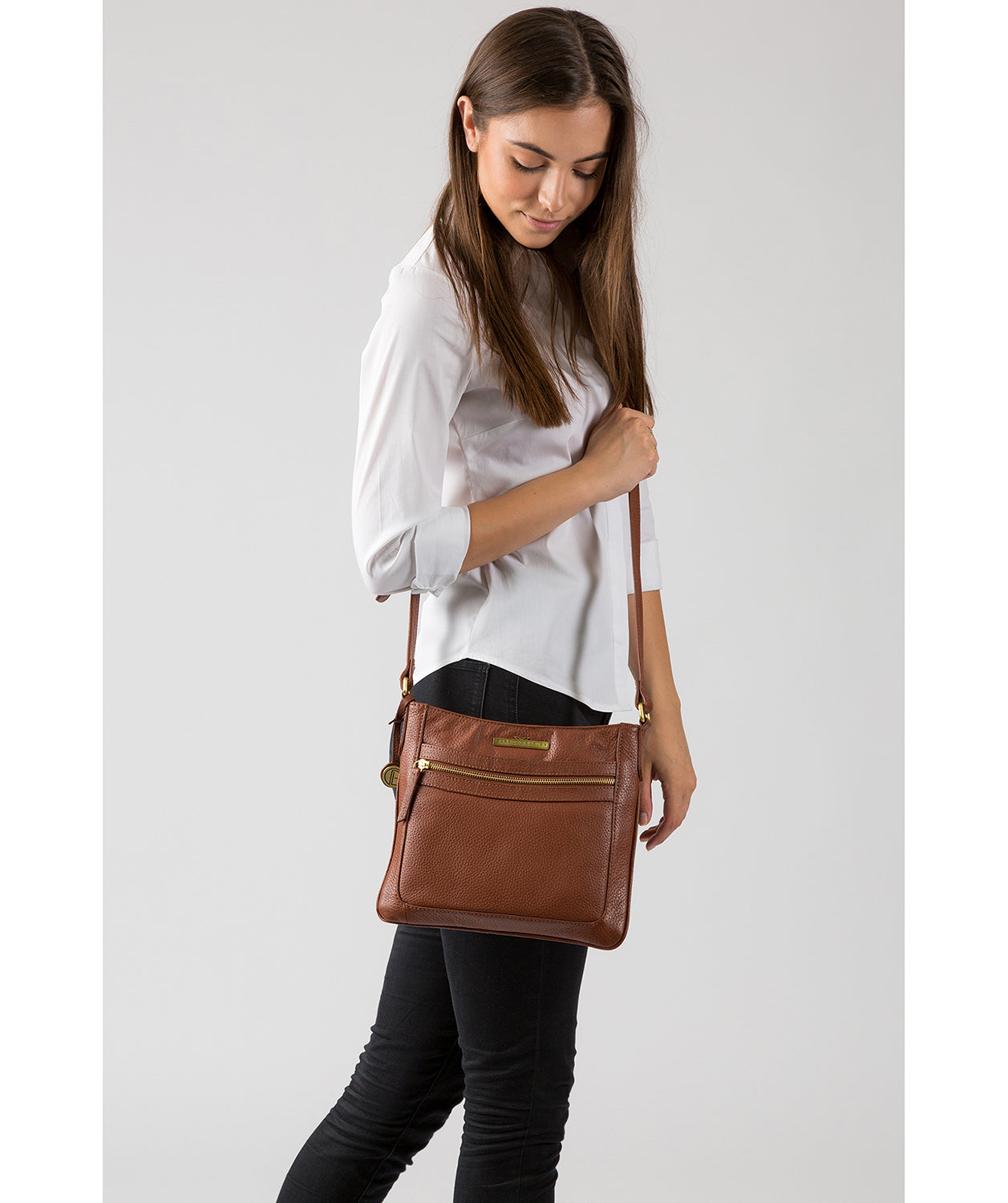 'Lily' Dark Tan Leather Cross Body Bag image 2