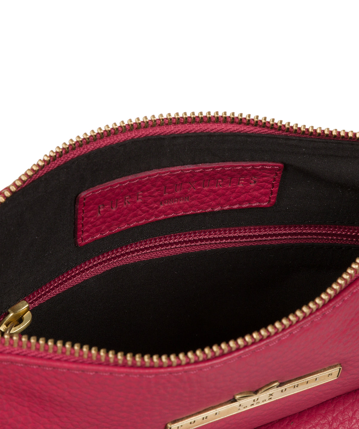 'Kaede' Berry Leather Cross Body Bag Pure Luxuries London