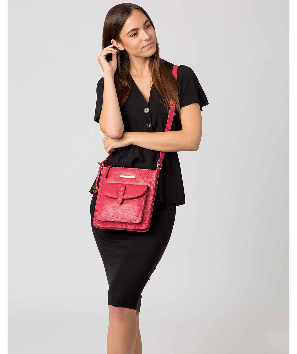 'Kaede' Berry Leather Cross Body Bag image 2