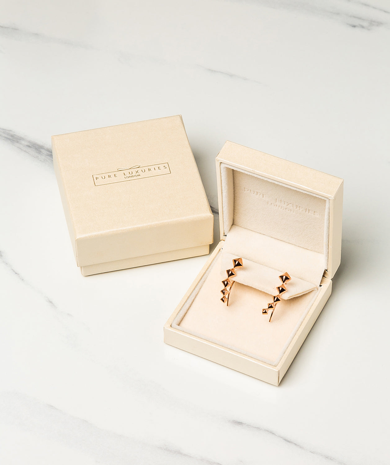 Gift Packaged 'Sirino' 18ct Rose Gold Plated 925 Silver Diamond Design Earrings