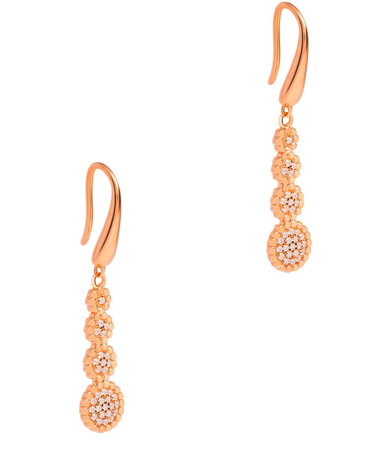 Gift Packaged 'Vezzana' 18ct Rose Gold Plated 925 Silver Tiered Cubic Zirconia Earrings