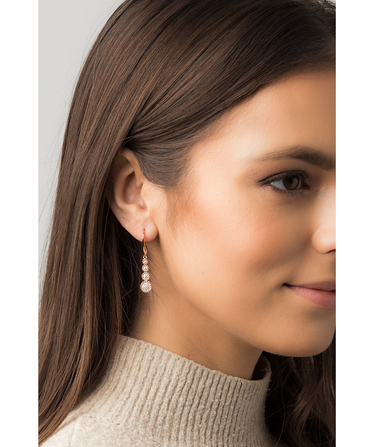 Gift Packaged 'Vezzana' 18ct Rose Gold Plated 925 Silver Tiered Cubic Zirconia Earrings