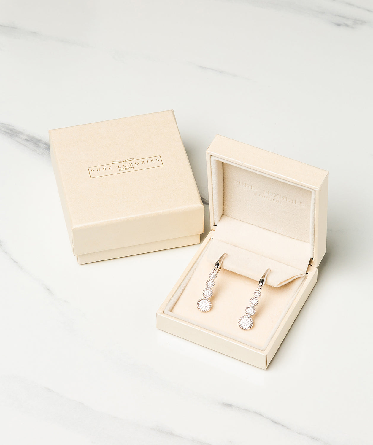 Gift Packaged 'Vezzana' 925 Silver Tiered Cubic Zirconia Earrings