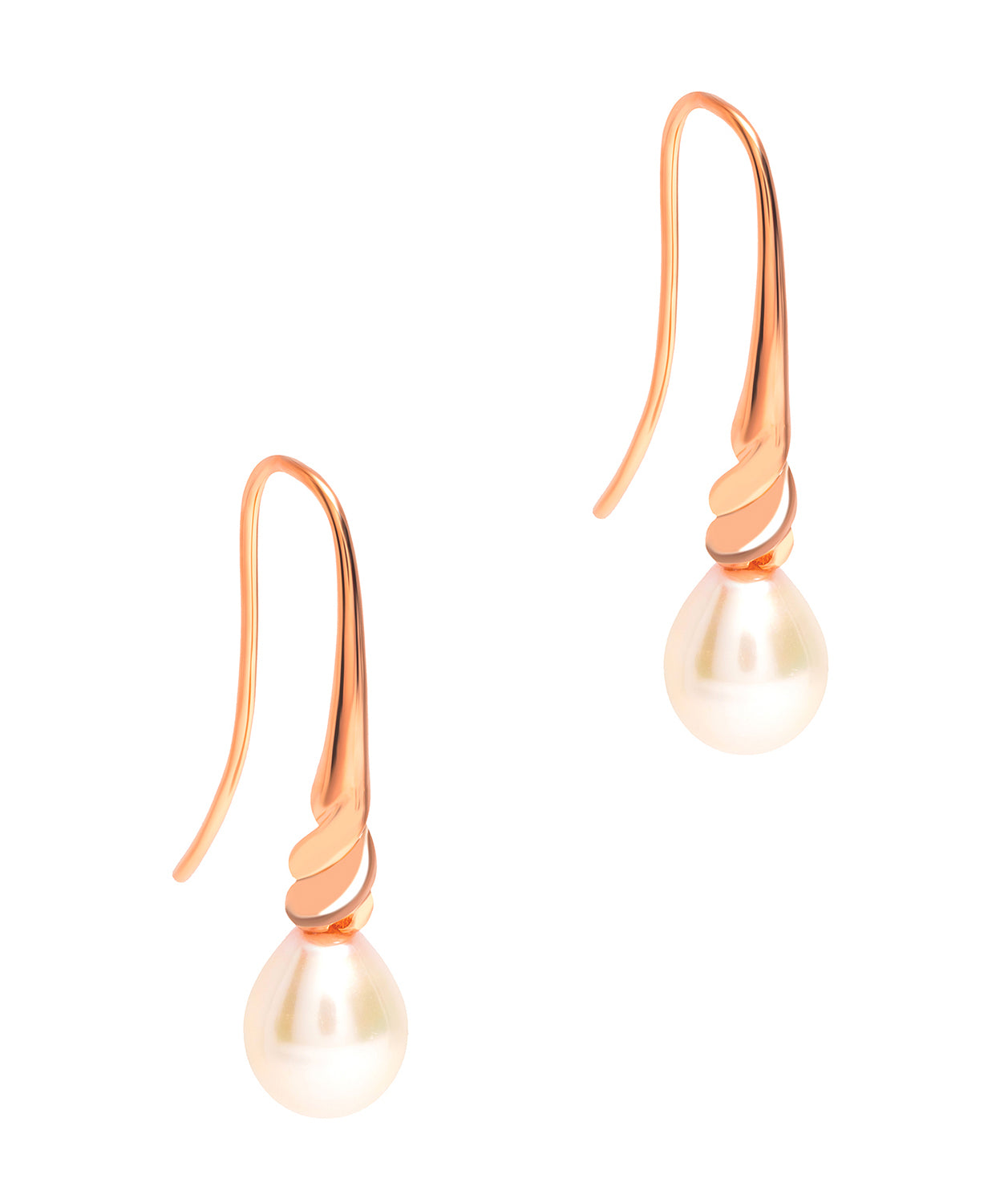 Gift Packaged 'Libration' 18ct Rose Gold Plated 925 Silver & Freshwater Pearl Drop Earrings