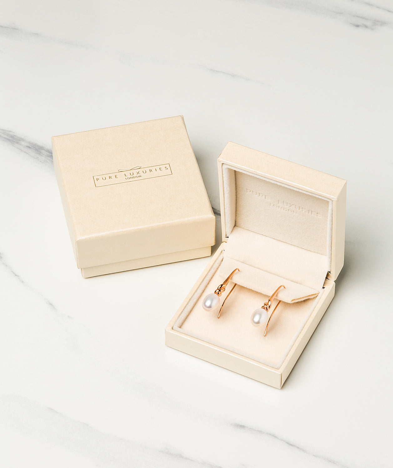 Gift Packaged 'Libration' 18ct Rose Gold Plated 925 Silver & Freshwater Pearl Drop Earrings