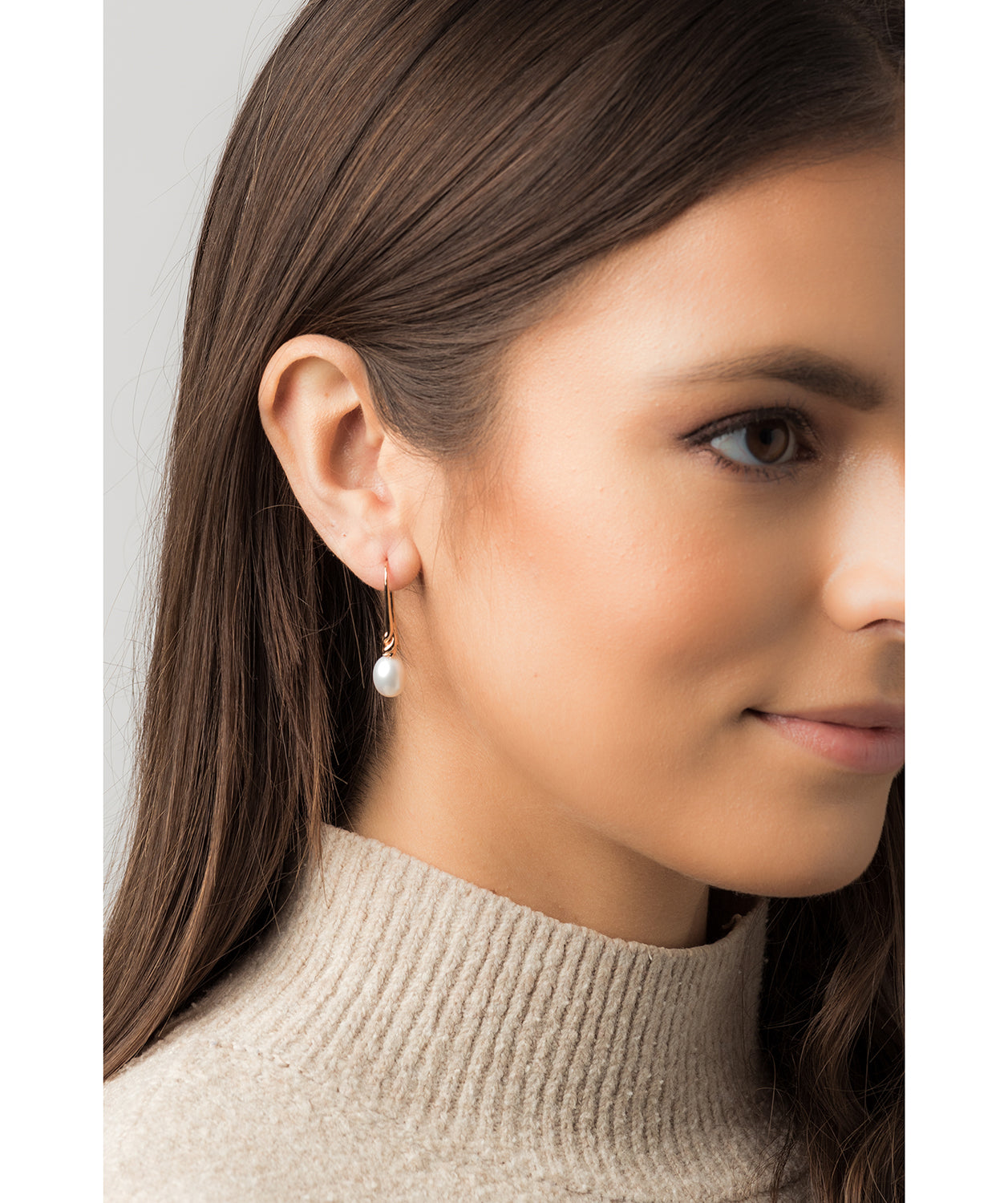 Gift Packaged 'Libration' 18ct Rose Gold Plated 925 Silver & Freshwater Pearl Drop Earrings