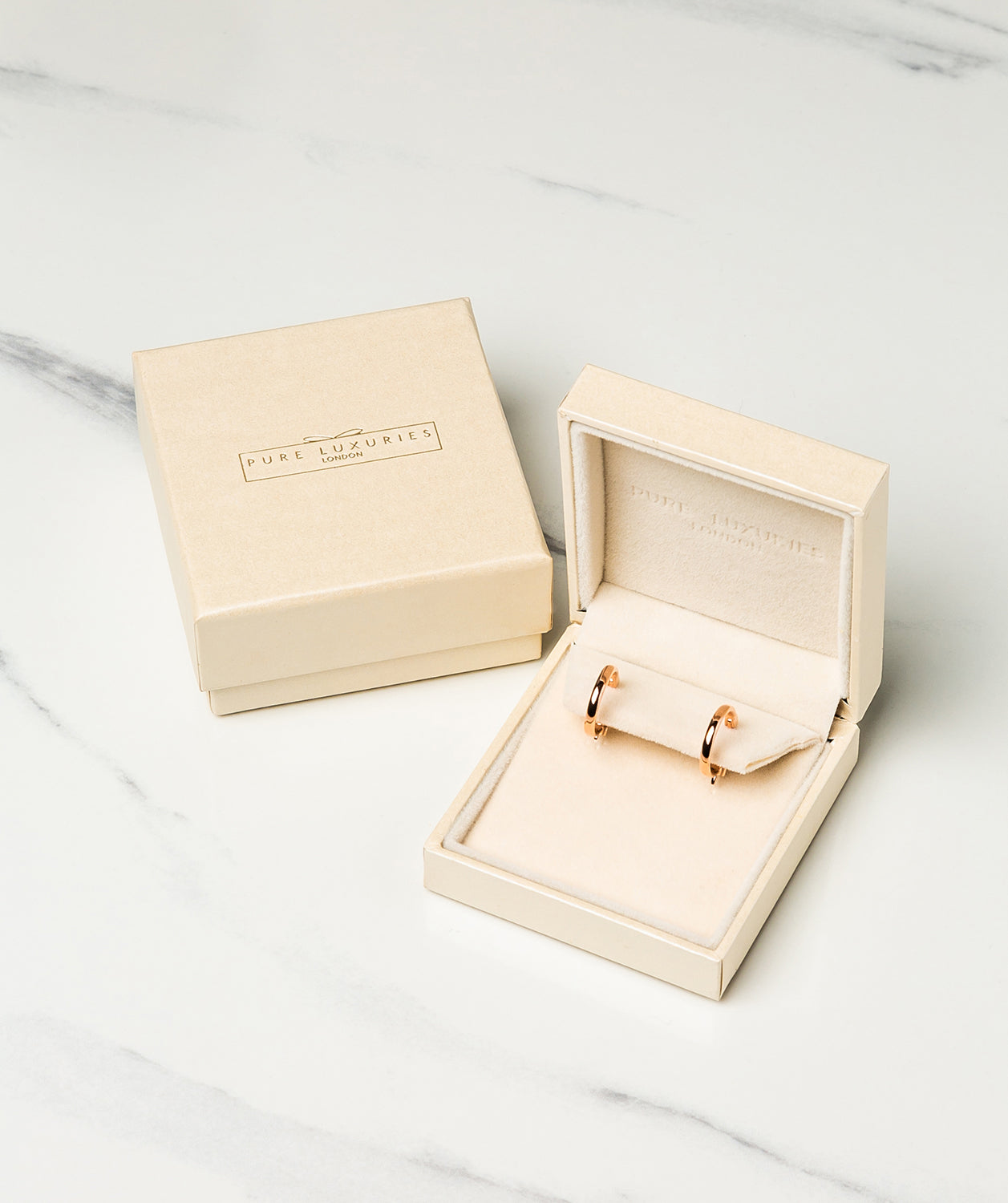 Gift Packaged 'Noir' 18ct Rose Gold Plated 925 Silver Hoop Earrings