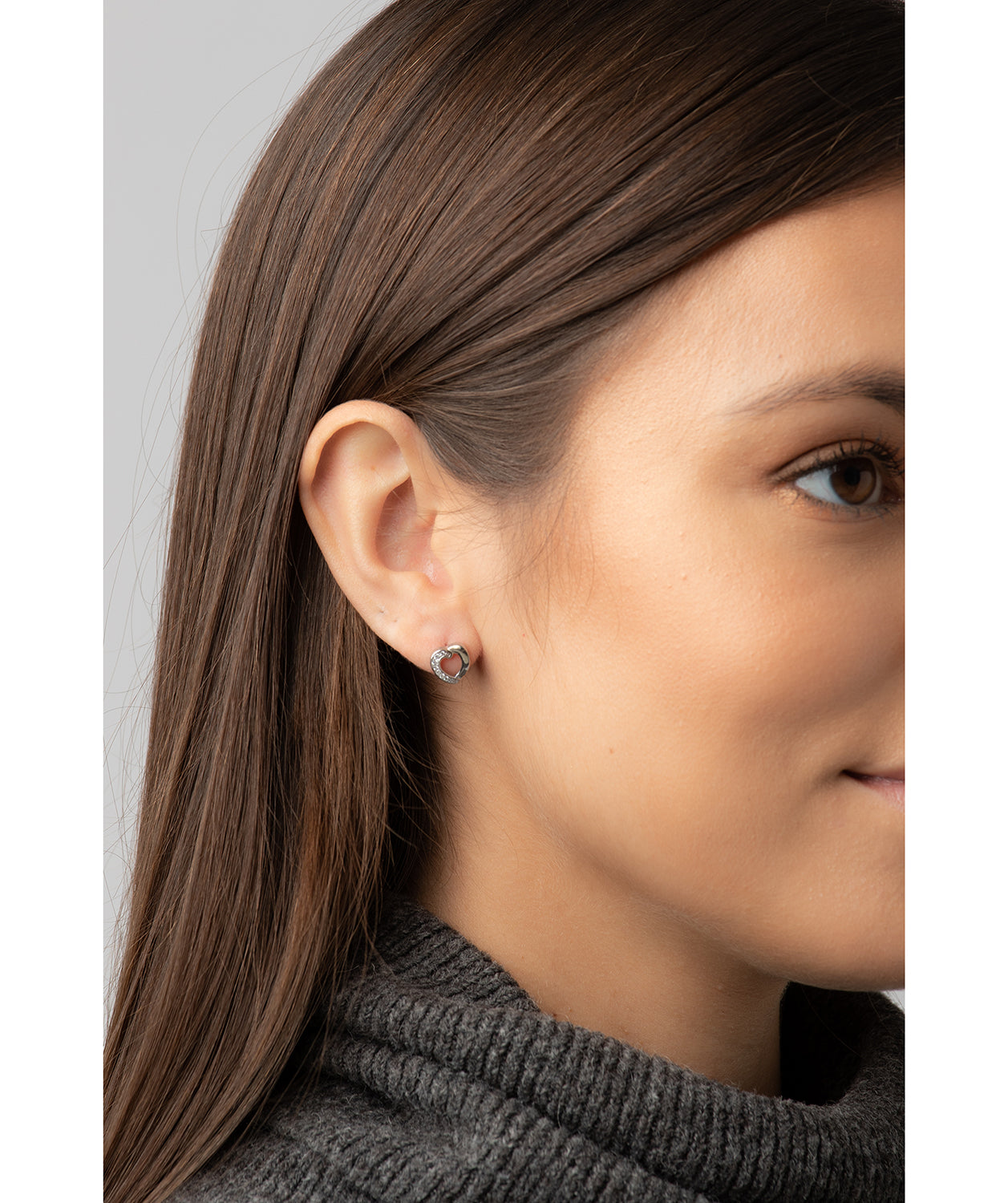 Gift Packaged 'Viviane' Rhodium 925 Silver Heart Earrings