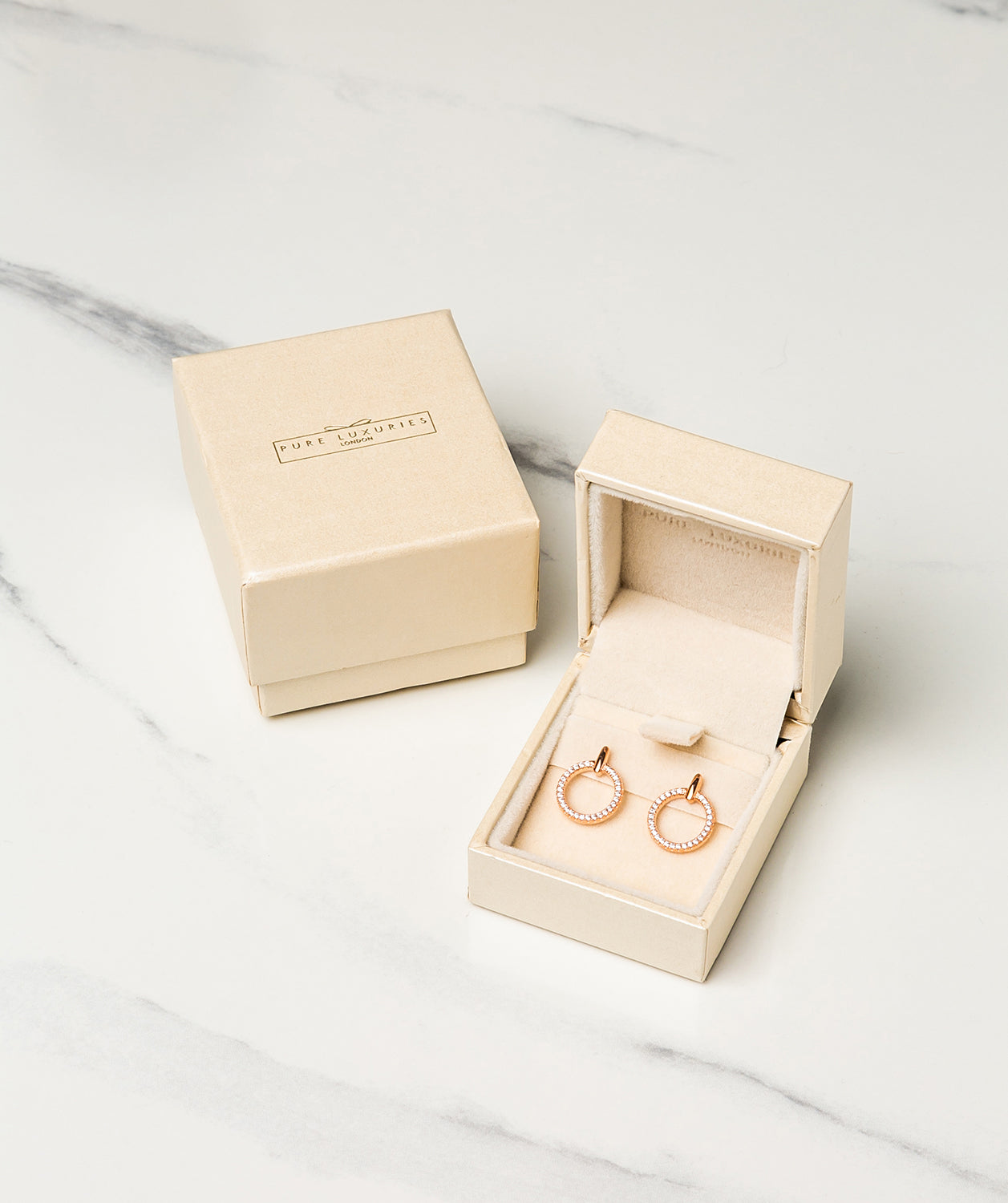 Gift Packaged 'Hervey' 18ct Rose Gold Plated 925 Silver & Cubic Zirconia Earrings