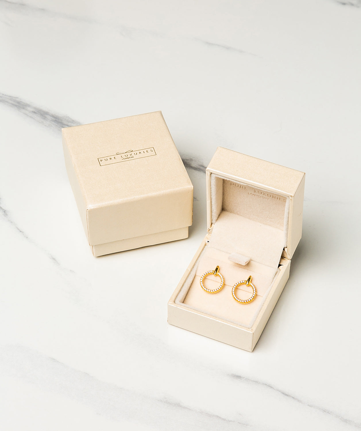 Gift Packaged 'Hervey' 18ct Yellow Gold Plated 925 Silver & Cubic Zirconia Earrings