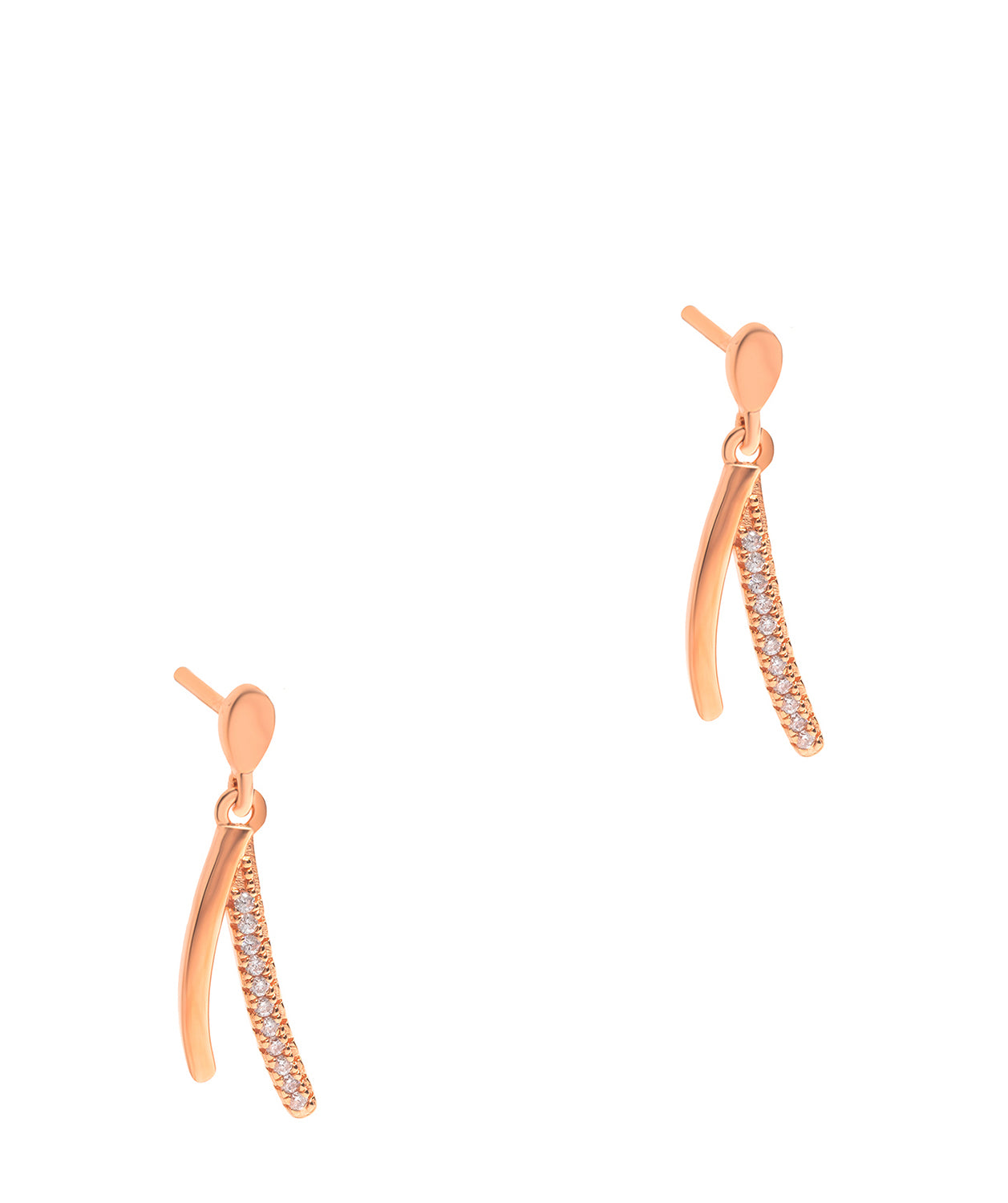 Gift Packaged 'Hobart' 18ct Rose Gold Plated 925 Silver & Cubic Zirconia Wishbone Earrings