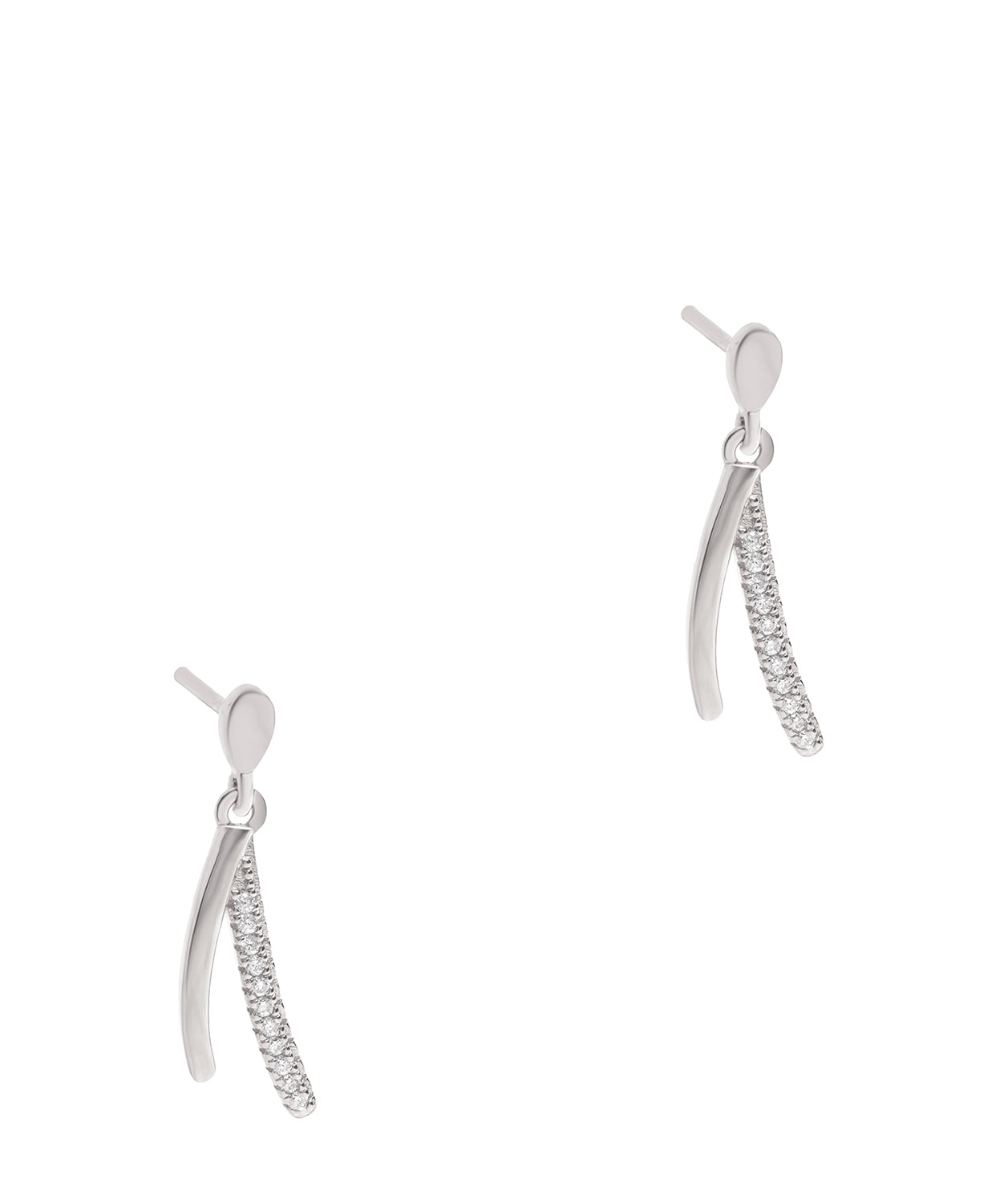 Gift Packaged 'Hobart' Rhodium Plated 925 Silver & Cubic Zirconia Wishbone Earrings