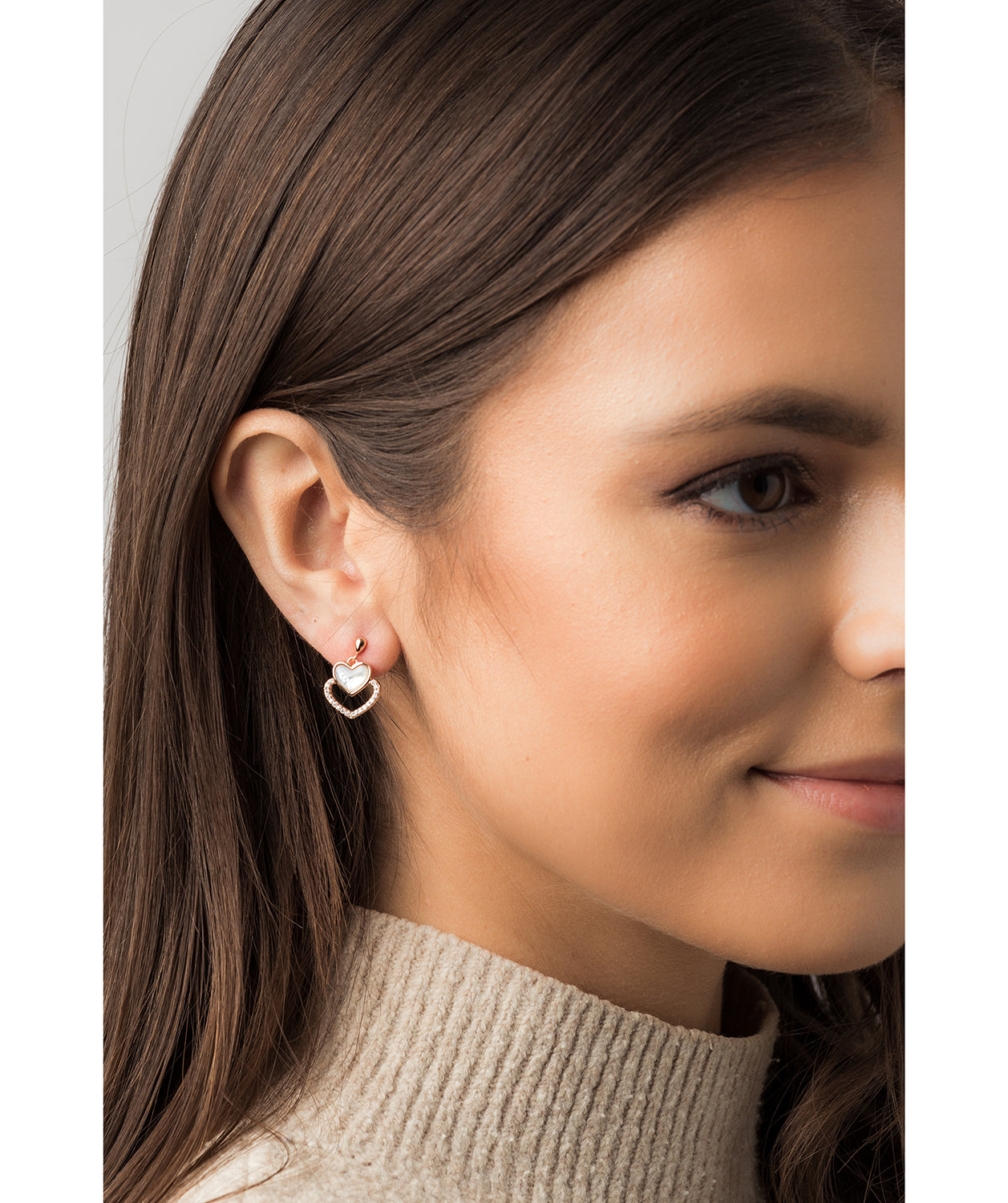 Gift Packaged 'Galli' 18ct Rose Gold Plated 925 Silver & Shell Pearl Heart Earrings