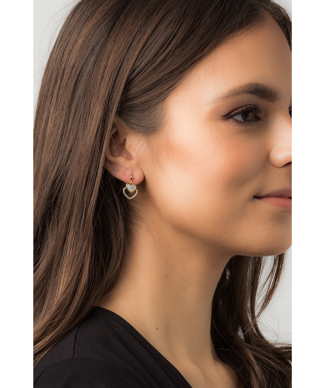 Gift Packaged 'Galli' 18ct Yellow Gold Plated 925 Silver & Shell Pearl Heart Earrings