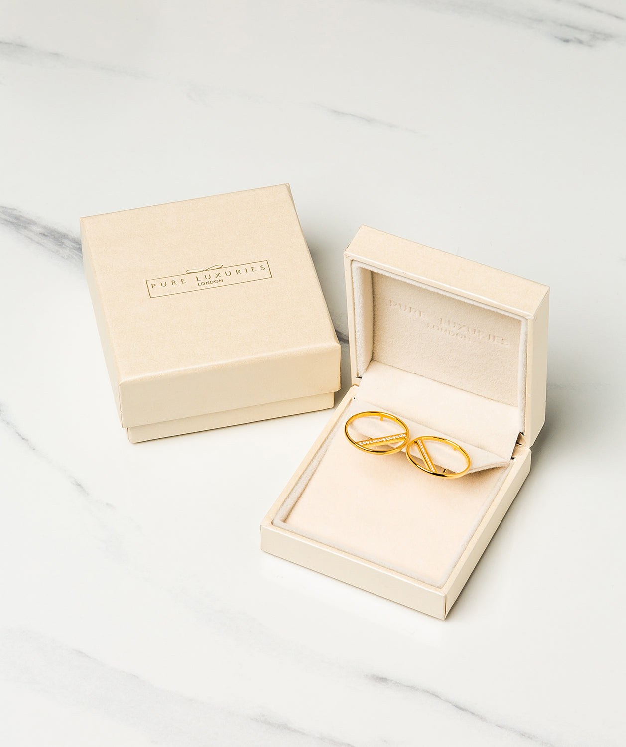 Gift Packaged 'Equinox' 18ct Yellow Gold Plated 925 Silver & Cubic Zirconia Earrings