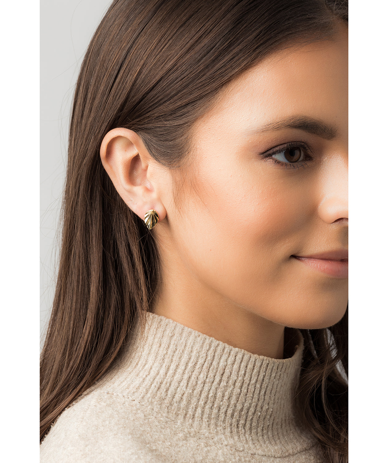 Gift Packaged 'Gsell' 18ct Yellow Gold Plated 925 Silver Leaf Design Stud Earrings