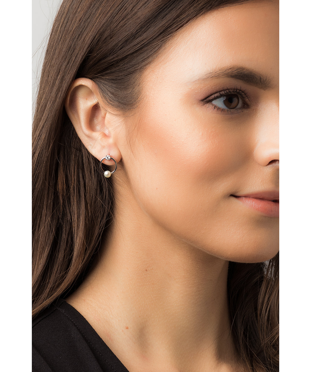 Gift Packaged 'Karson' Rhodium Plated 925 Silver & Freshwater Pearl Sparkle Earrings