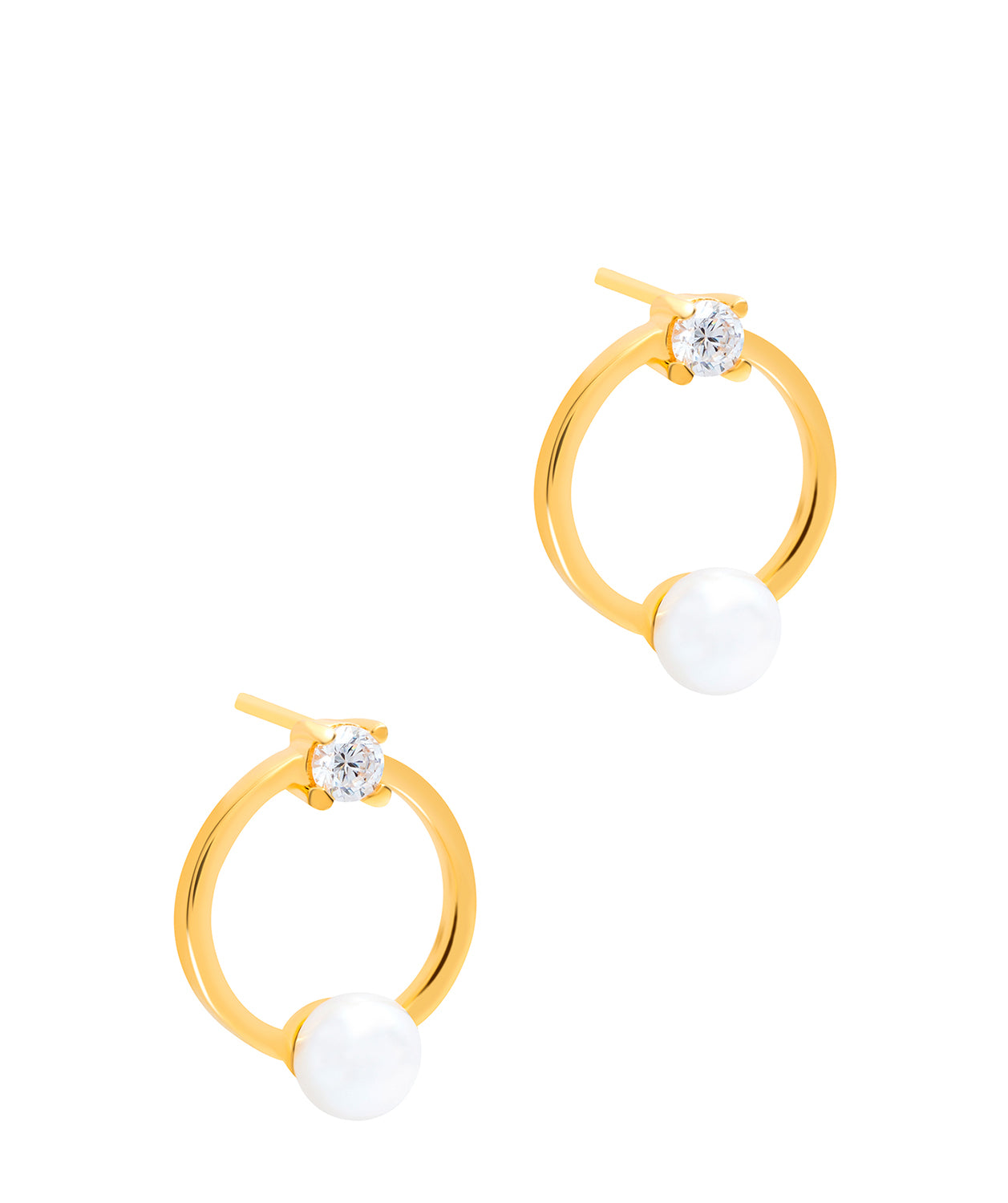 Gift Packaged 'Karson' 18ct Yellow Gold Plated 925 Silver & Freshwater Pearl Earrings