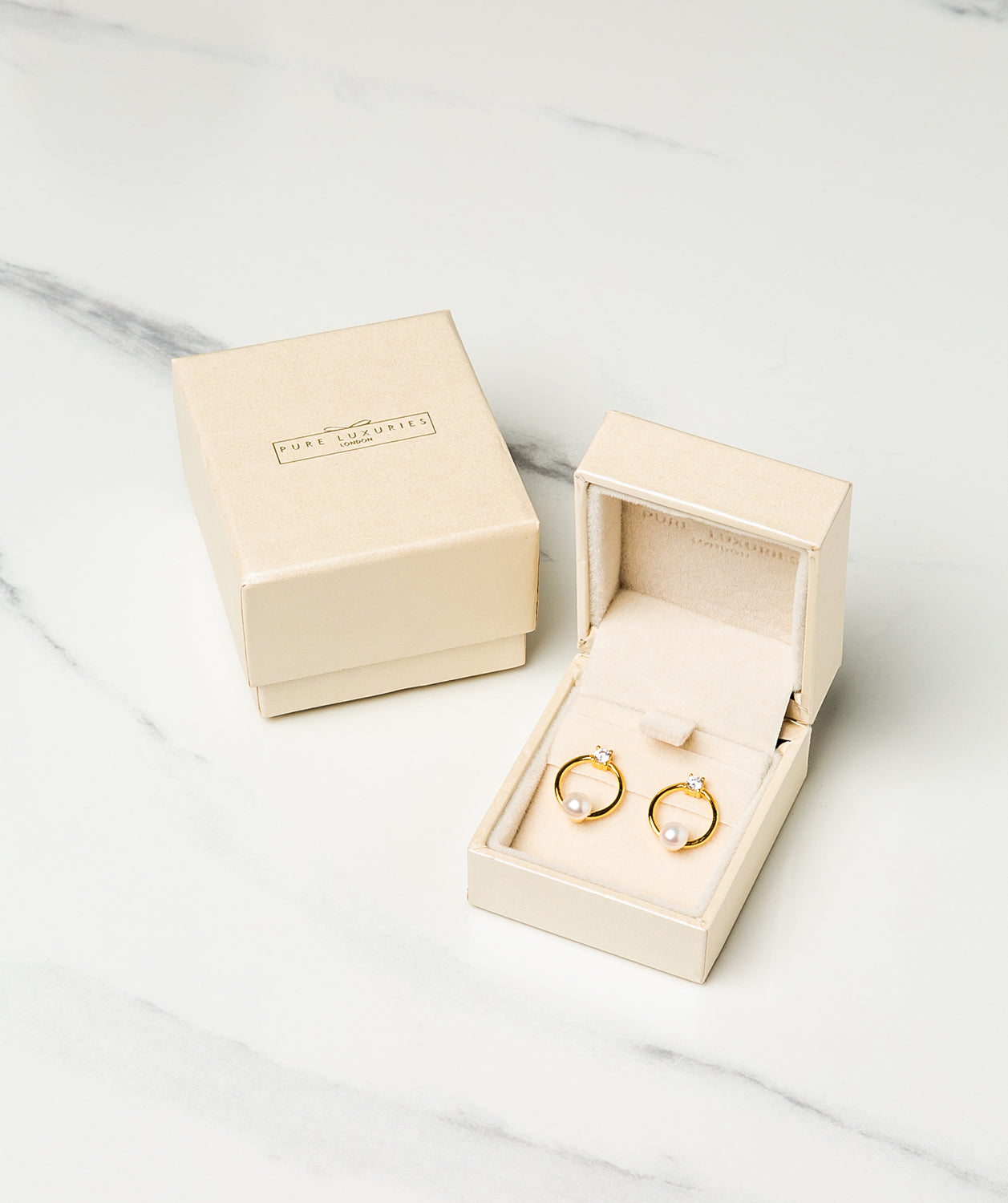 Gift Packaged 'Karson' 18ct Yellow Gold Plated 925 Silver & Freshwater Pearl Earrings