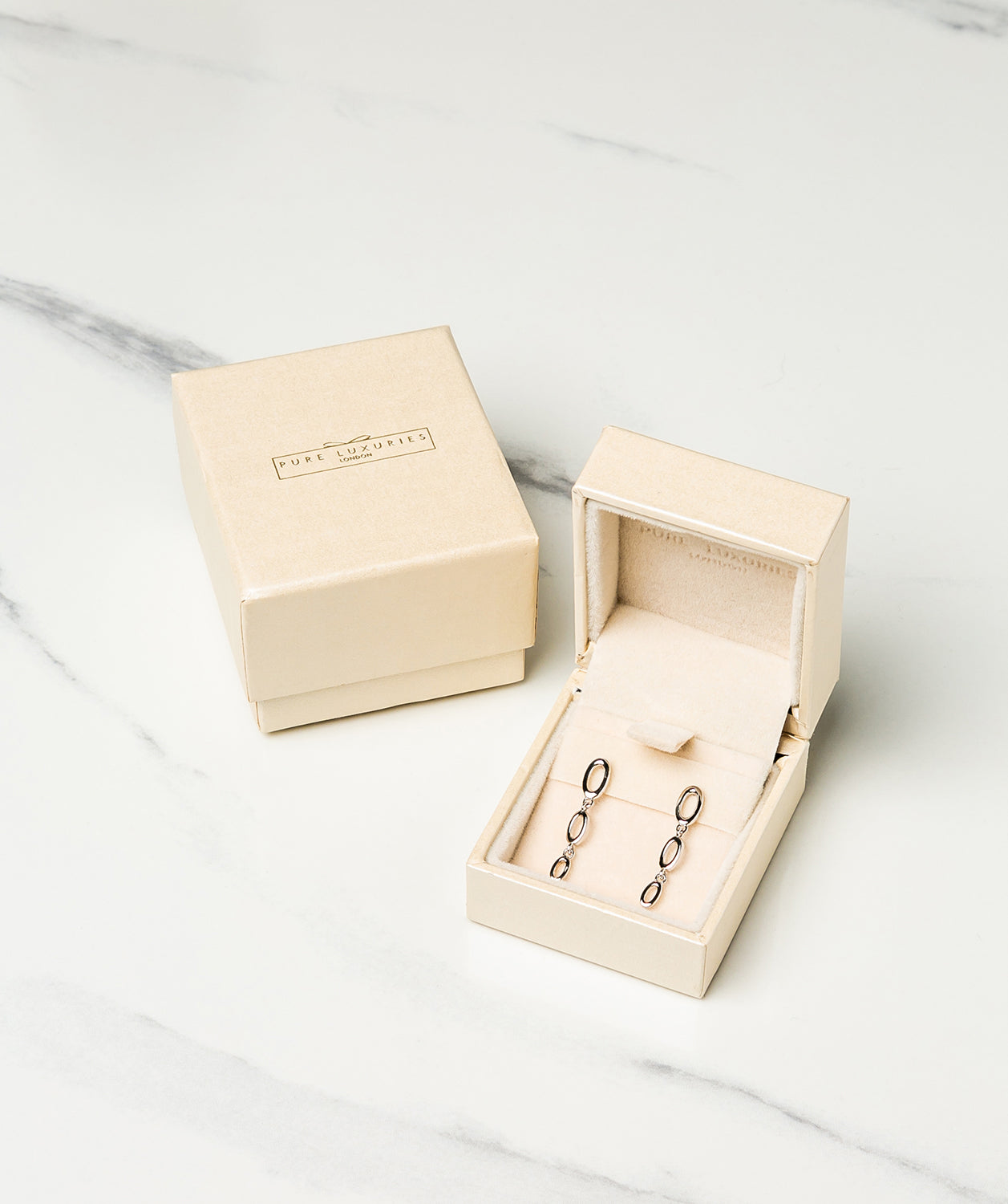 Gift Packaged 'Pedroni' 925 Silver Link Drop Earrings