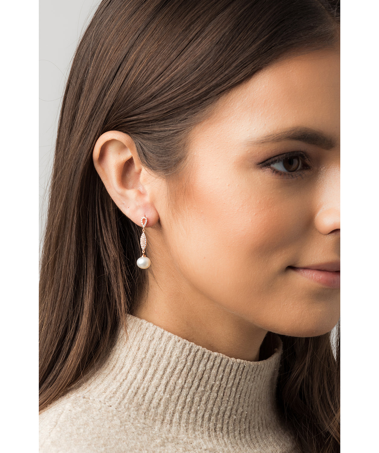 Gift Packaged 'Montagu' 18ct Rose Gold Plated 925 Silver, Freshwater Pearl & Cubic Zirconia Drop Earrings