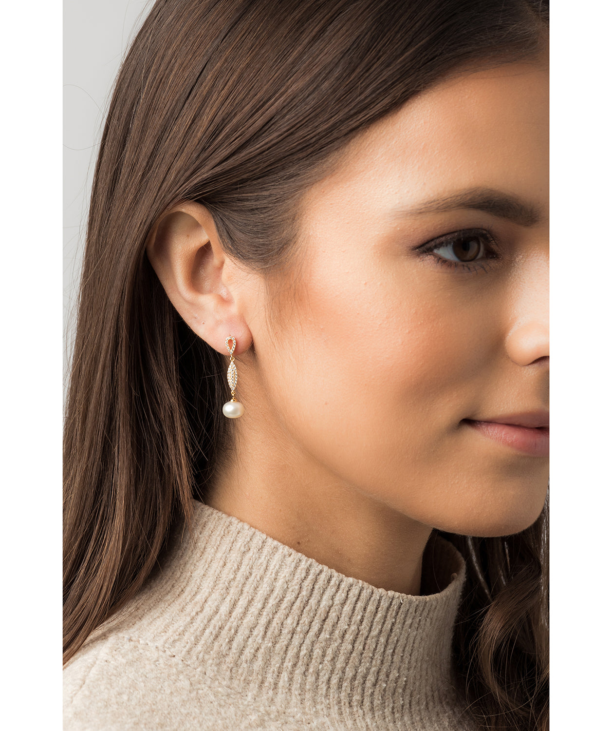 Gift Packaged 'Montagu' 18ct Yellow Gold Plated 925 Silver, Freshwater Pearl & Cubic Zirconia Drop Earrings