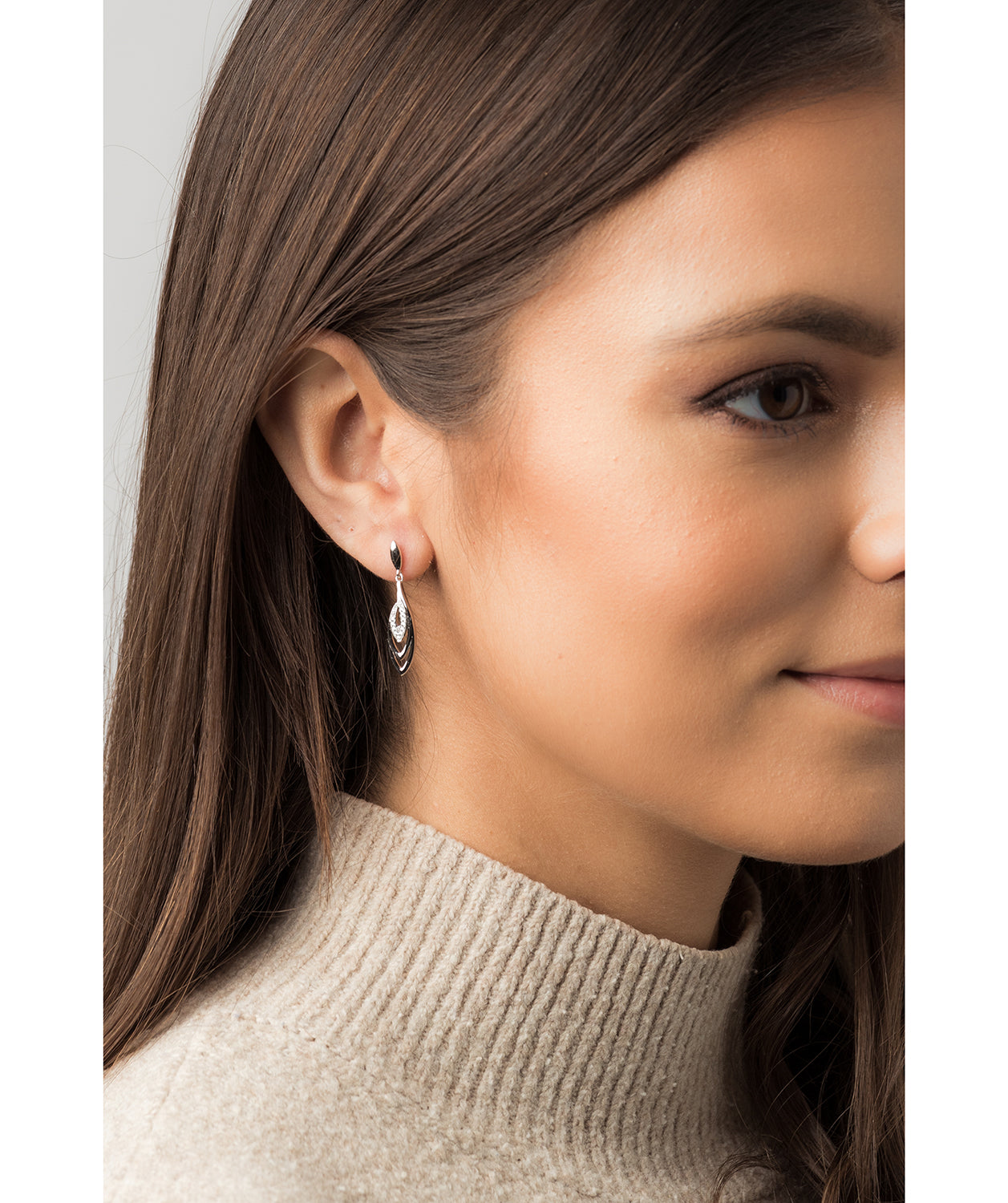 Gift Packaged 'Perry' 925 Silver & Cubic Zirconia Drop Earrings
