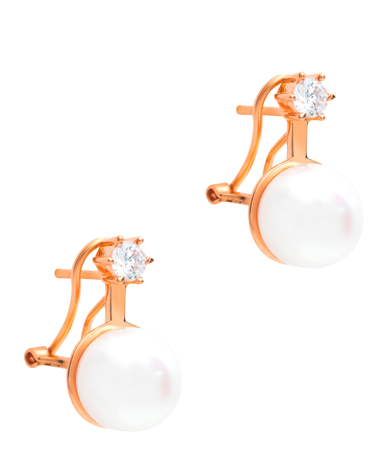 Gift Packaged 'Holton' 18ct Rose Gold Plated 925 Silver & Freshwater Pearl Sparkle Earrings