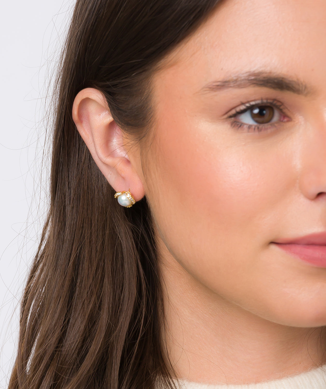 Gift Packaged 'Kadis' 18ct Yellow Gold Plated 925 Silver and Freshwater Pearl Stud Earrings
