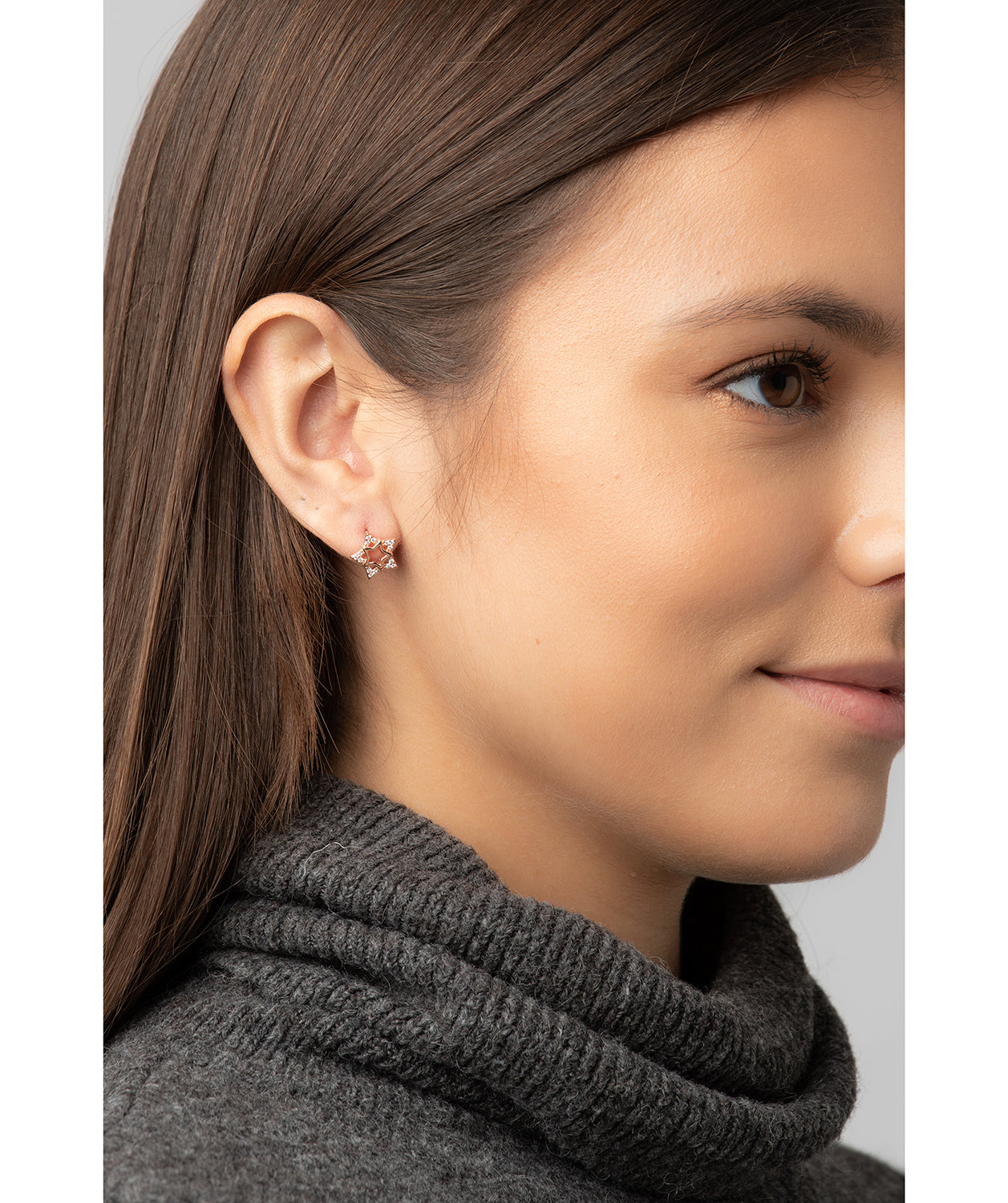 Gift Packaged 'Delisle' 18ct Rose Gold Plated 925 Silver & Cubic Zirconia Star Stud Earrings