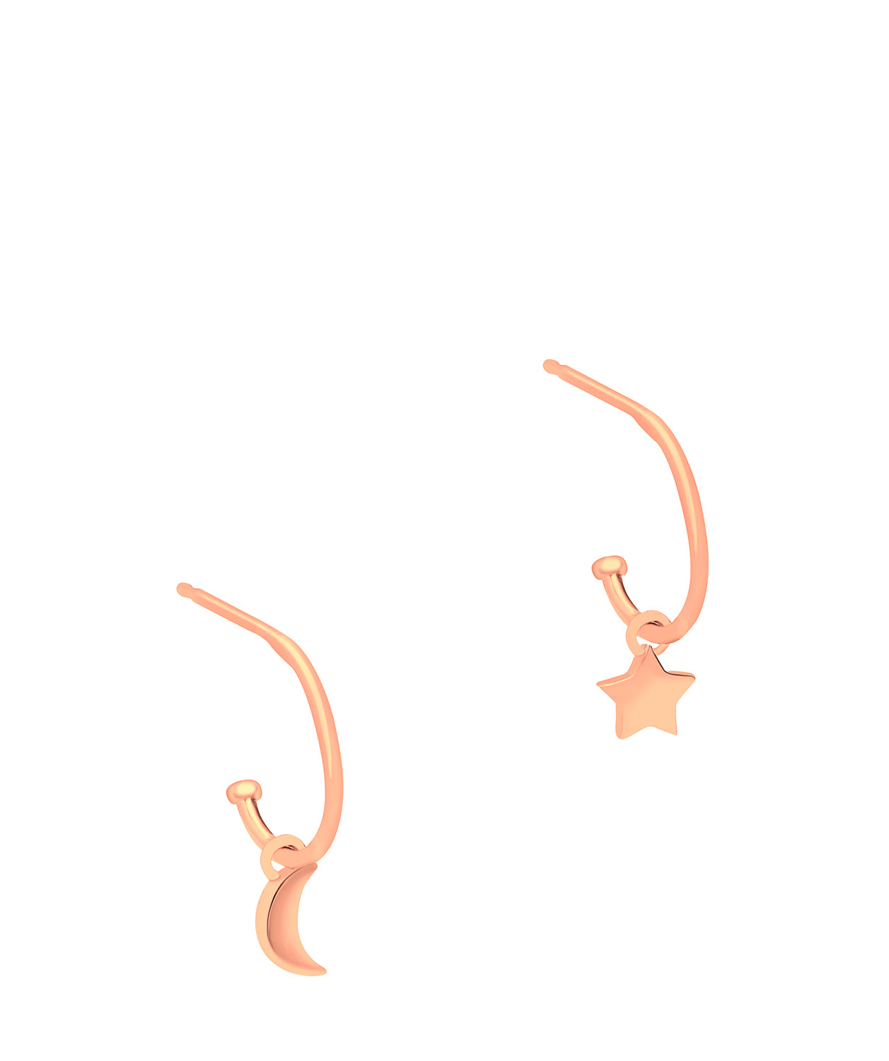 Gift Packaged 'Jacqueline' 18ct Rose Gold Plated 925 Silver Star & Moon Hoop Earrings