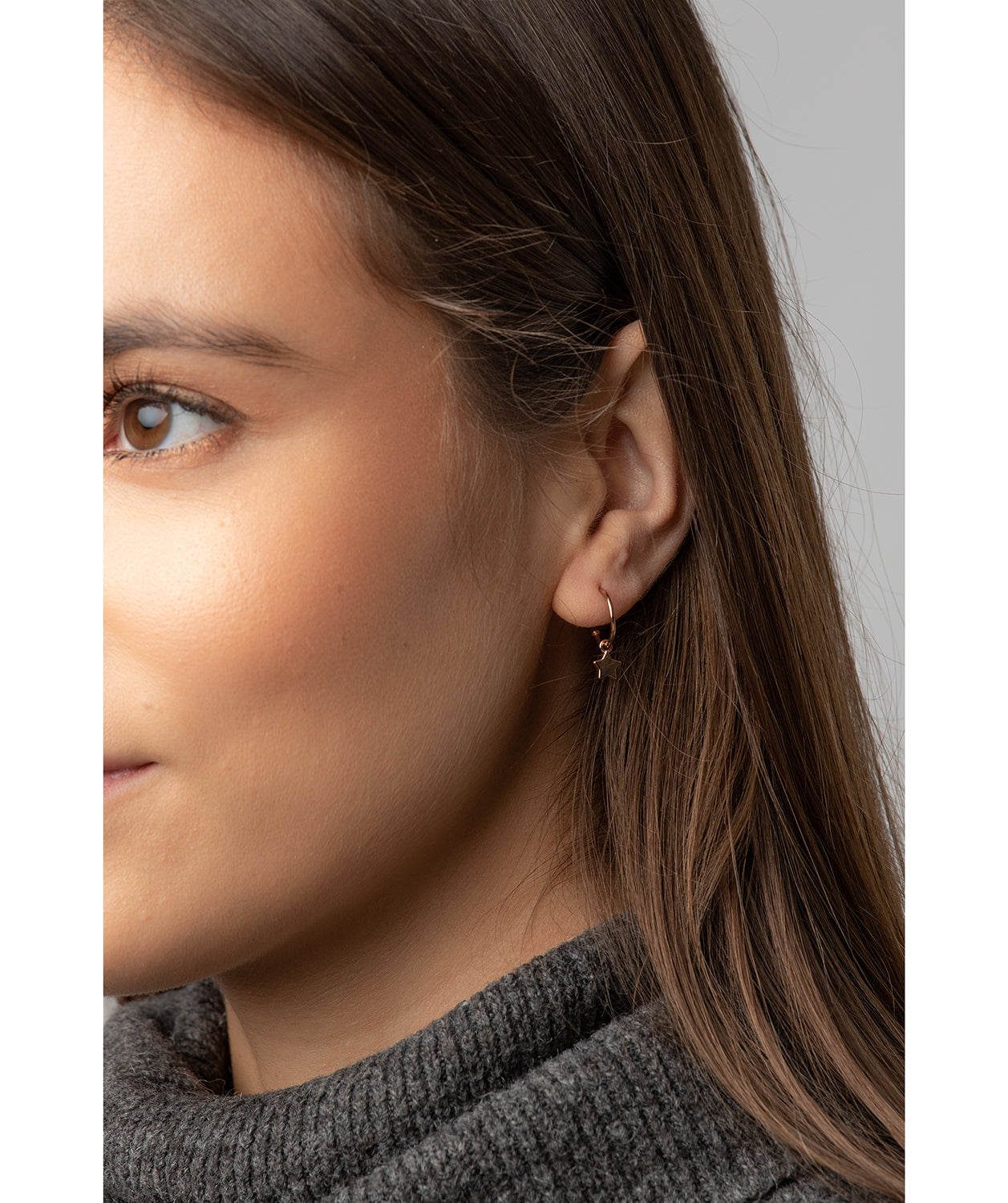 Gift Packaged 'Jacqueline' 18ct Rose Gold Plated 925 Silver Star & Moon Hoop Earrings