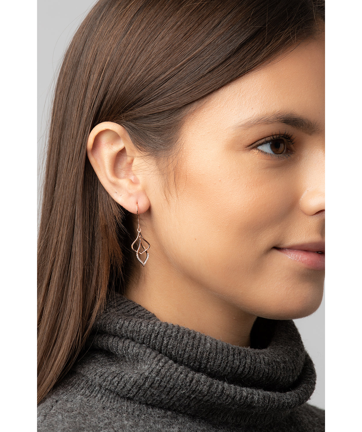 Gift Packaged 'Yanet' 18ct Rose Gold Plated 925 Silver and Cubic Zirconia Silver Hanging Teardrops Earrings