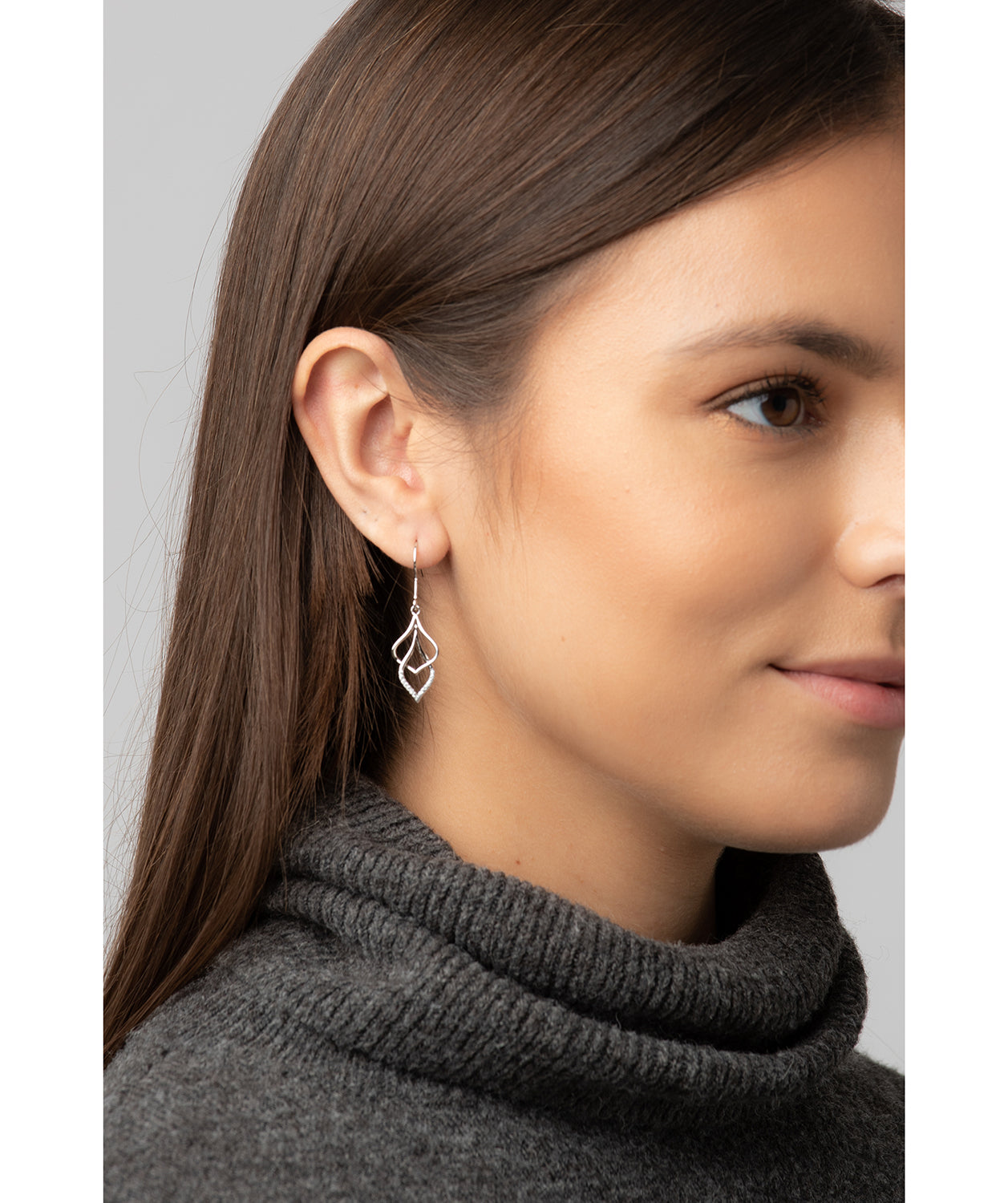 Gift Packaged 'Yanet' Rhodium Plated 925 Silver and Cubic Zirconia Hanging Teardrops Earrings