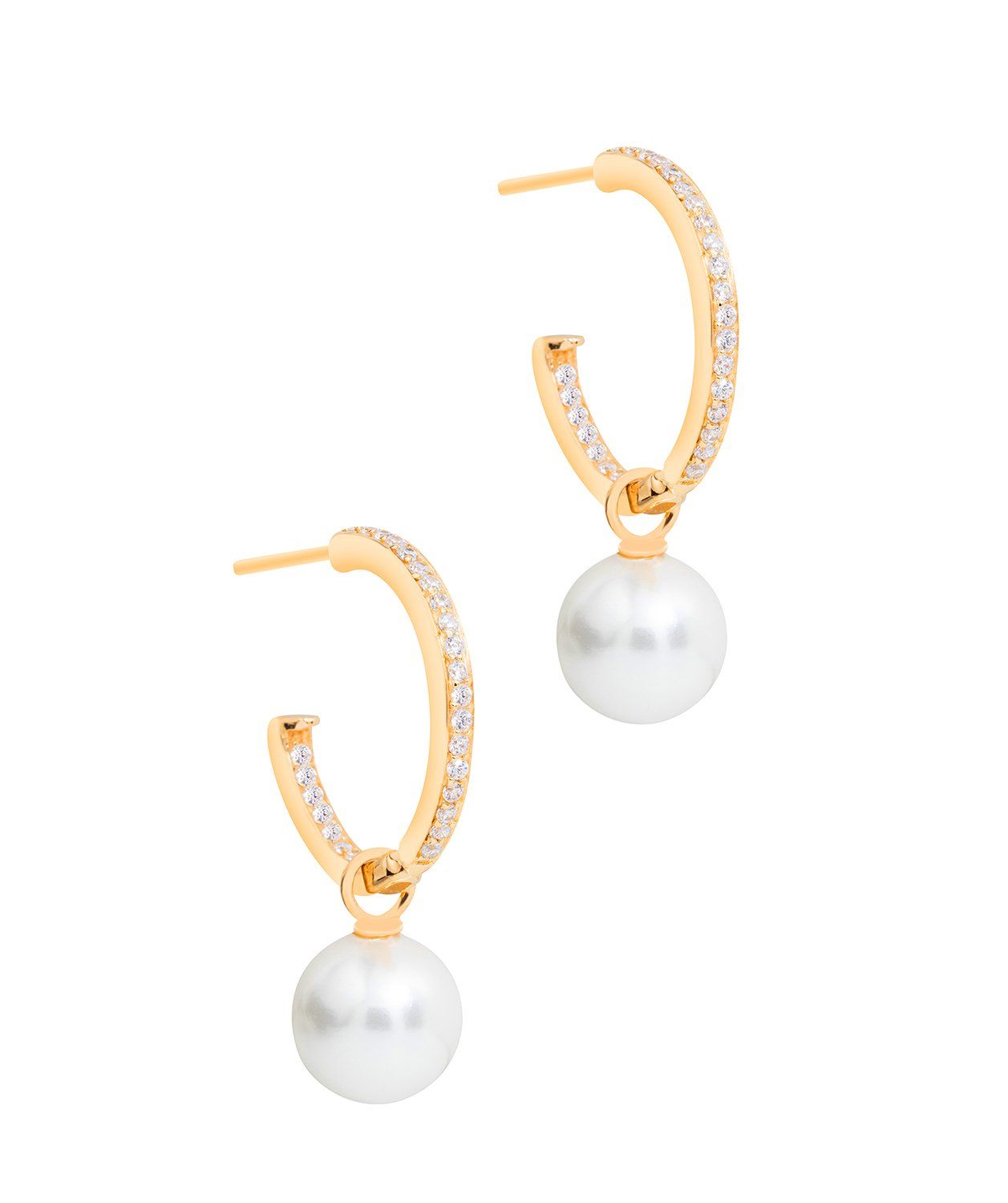 Gift Packaged 'Noemie' 18 Yellow Gold Plated 925 Silver & Freshwater Pearl Hoop Earrings