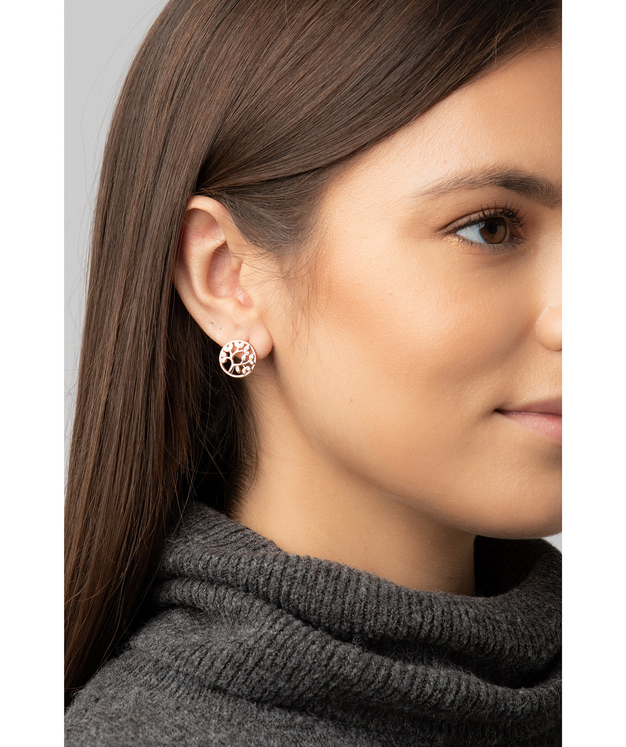 Gift Packaged 'Ana' 18ct Rose Gold Plated 925 Silver & Cubic Zirconia Branch Earrings