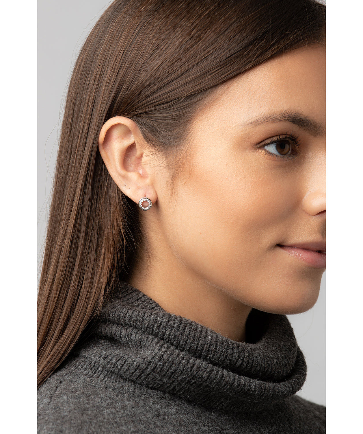 Gift Packaged 'Cezanne' Rhodium Plated 925 Silver with Cubic Zirconia Circle Earrings